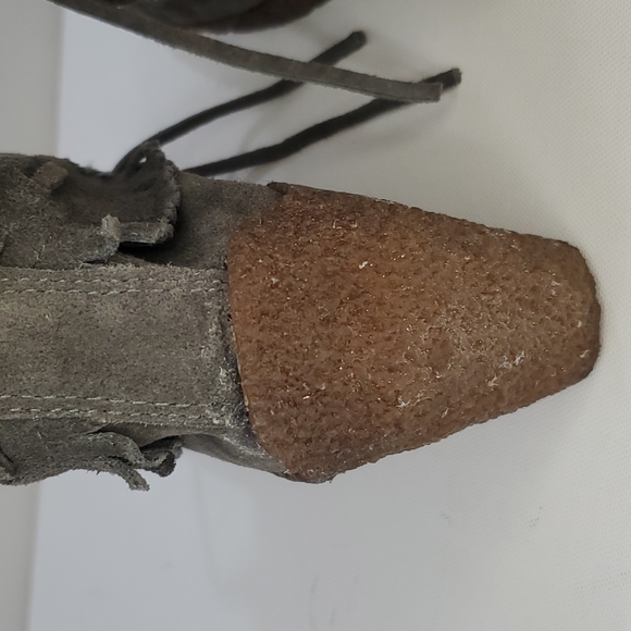 Ziginy Grizzleez Helen Gray leather suede Moccasin wedges women's size 7 - Picture 8 of 15